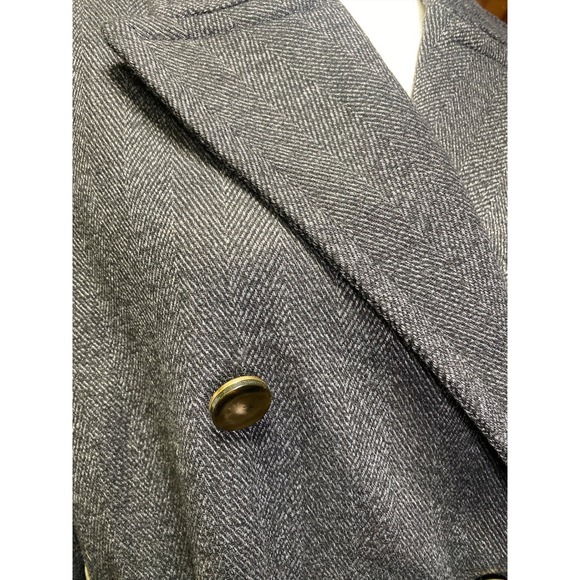 Mango Gray Herringbone Trench Coat Double Breasted Belted Longline Classic - Picture 6 of 9